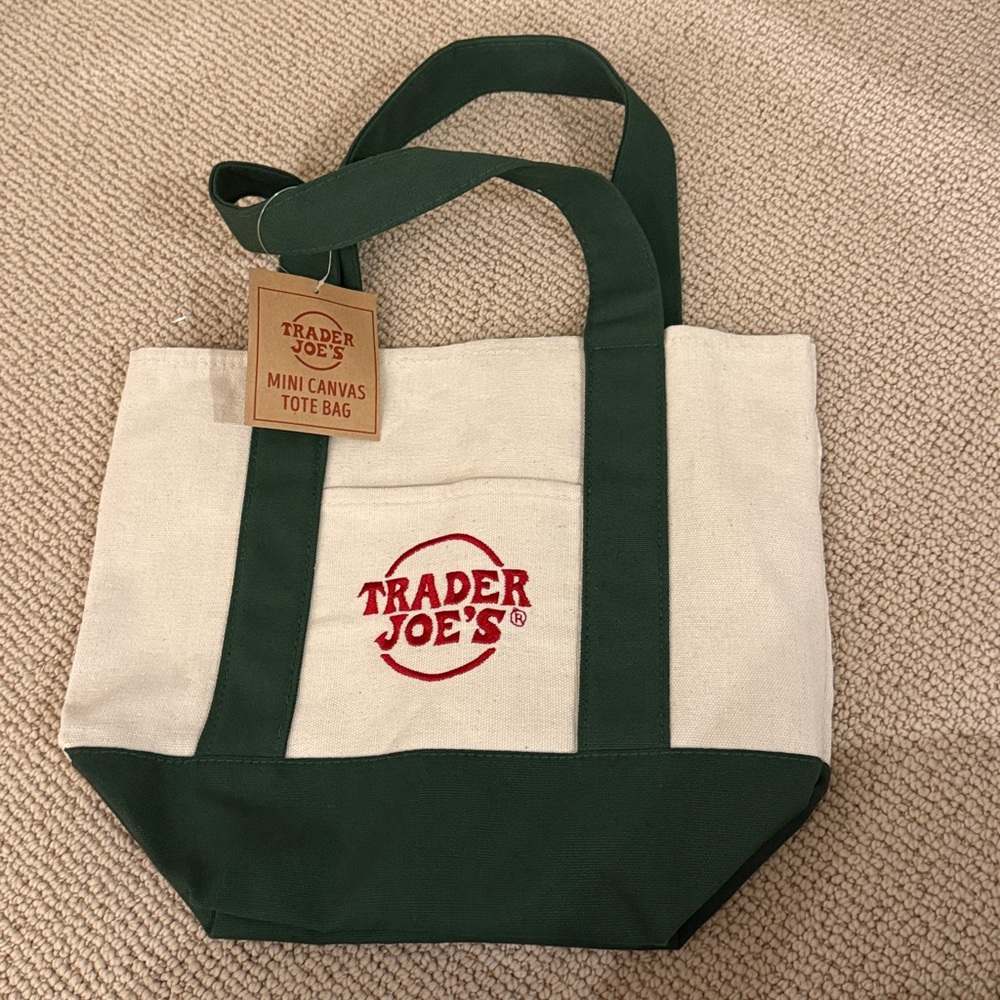 NWT Green Trader Joe’s Popular mini tote bag. Measurements: 13x11x6 inches.